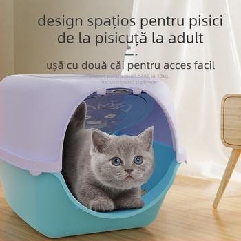 Litiera pentru pisici, complet închisă, toaletă pentru pisici, extra mare, deodorizantă, anti-stropire, litiera pentru pisoi, consumabile pentru pisici
