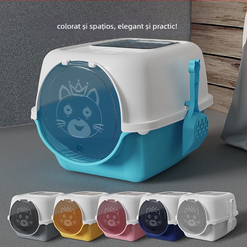 Litiera pentru pisici, complet închisă, toaletă pentru pisici, extra mare, deodorizantă, anti-stropire, litiera pentru pisoi, consumabile pentru pisici