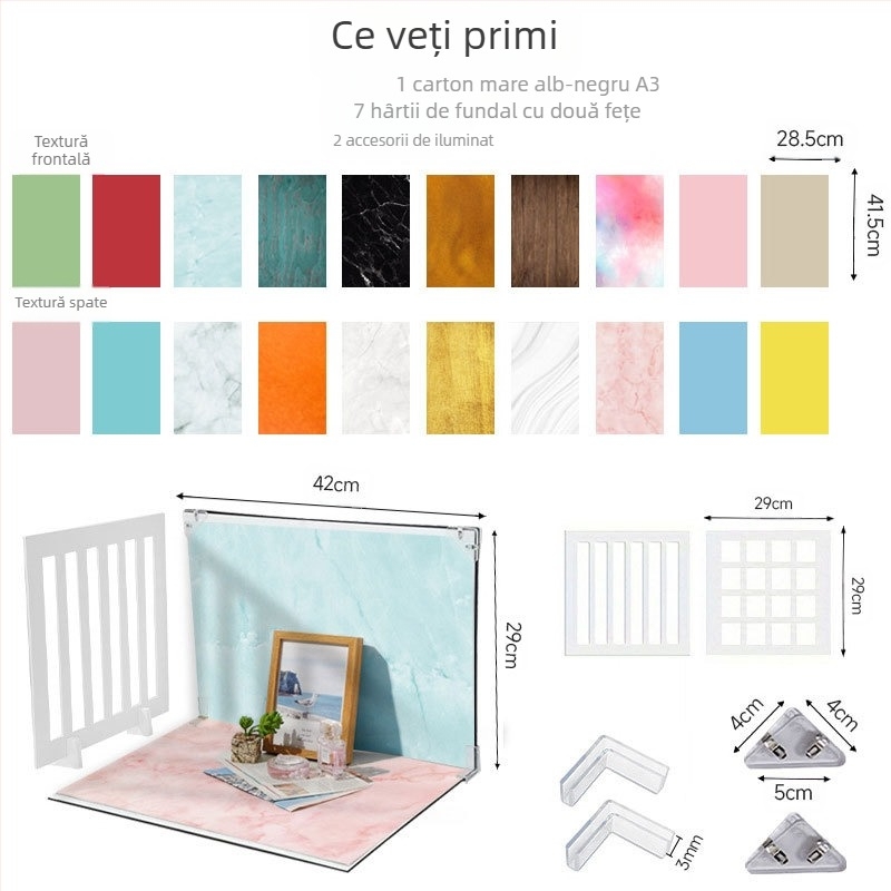 Carton îngroșat pentru fotografie 1+7/8/9/10, hârtie de fundal pentru fotografie, set de fundaluri pentru fotografie, recuzită de fotografie, bord de fundal