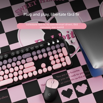 Forerunner V96 Wireless Keyboard Mouse costum Mechanic Feel Mute Notebook Extern Office Punk pentru femei