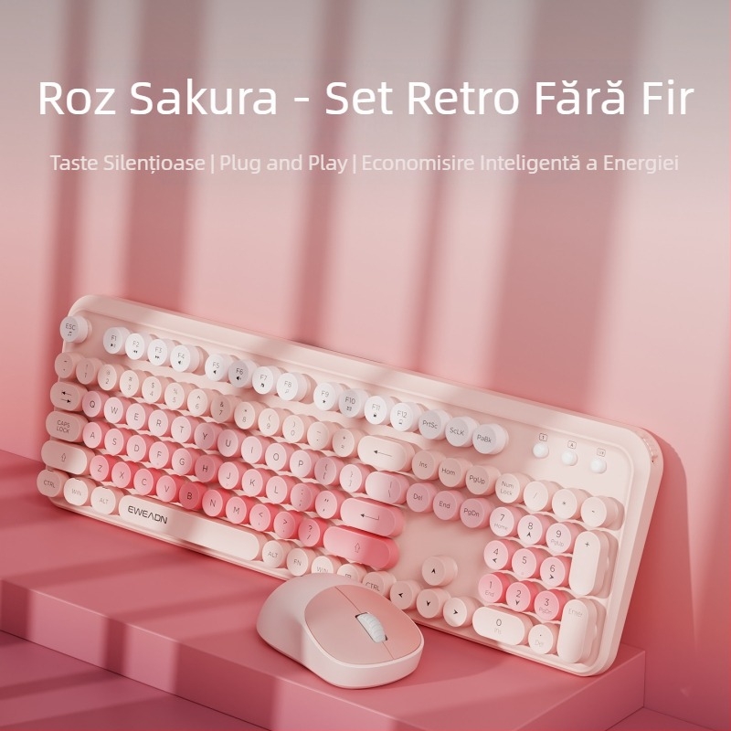 Forerunner V96 Wireless Keyboard Mouse costum Mechanic Feel Mute Notebook Extern Office Punk pentru femei