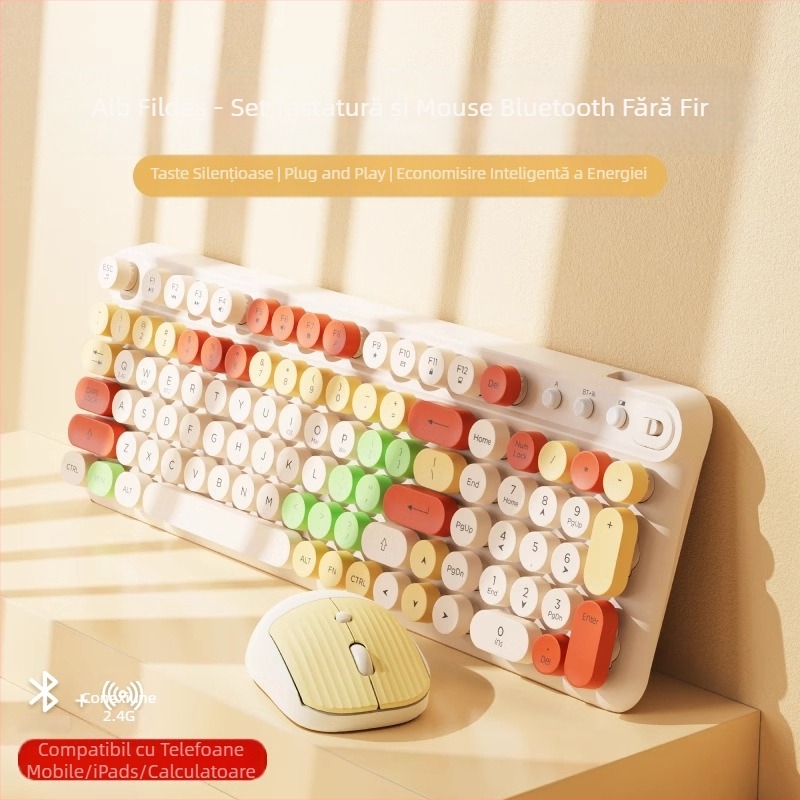 Forerunner V96 Wireless Keyboard Mouse costum Mechanic Feel Mute Notebook Extern Office Punk pentru femei