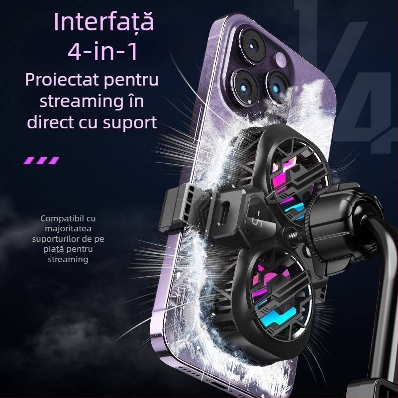 Radiator telefon mobil spate clip răcire artefact nou transmisiune live afișaj digital twin-turbo magnetic semiconductor