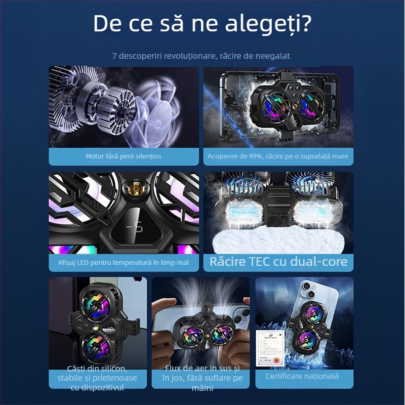 Radiator telefon mobil spate clip răcire artefact nou transmisiune live afișaj digital twin-turbo magnetic semiconductor