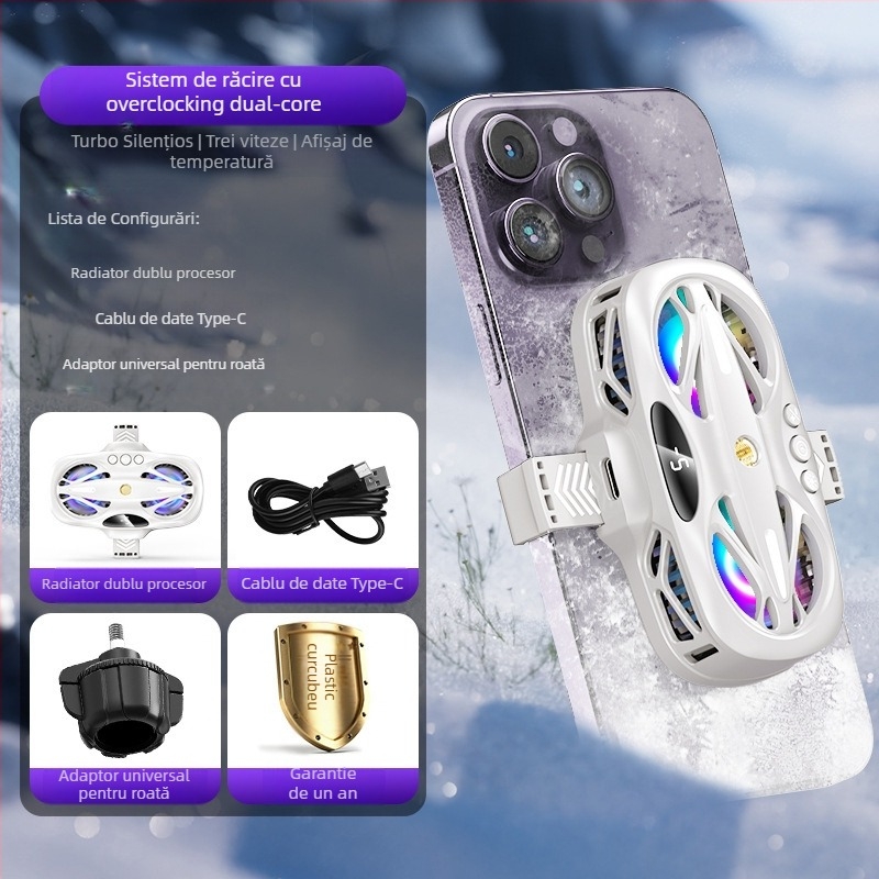 Radiator telefon mobil spate clip răcire artefact nou transmisiune live afișaj digital twin-turbo magnetic semiconductor