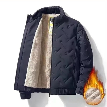 Jachetă de bumbac pentru bărbați, primăvara și toamna și iarna 2023, căptușită cu fleece, îngroșată, casual, cu căptușeală din bumbac, cu guler, pentru tată de vârstă mijlocie, cu căptușeală din bumbac