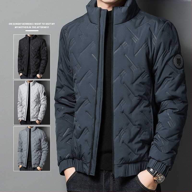 Jachetă de bumbac pentru bărbați, primăvara și toamna și iarna 2023, căptușită cu fleece, îngroșată, casual, cu căptușeală din bumbac, cu guler, pentru tată de vârstă mijlocie, cu căptușeală din bumbac