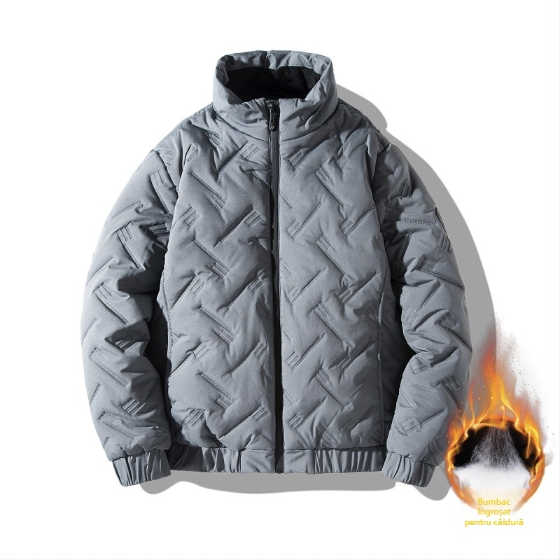 Jachetă de bumbac pentru bărbați, primăvara și toamna și iarna 2023, căptușită cu fleece, îngroșată, casual, cu căptușeală din bumbac, cu guler, pentru tată de vârstă mijlocie, cu căptușeală din bumbac