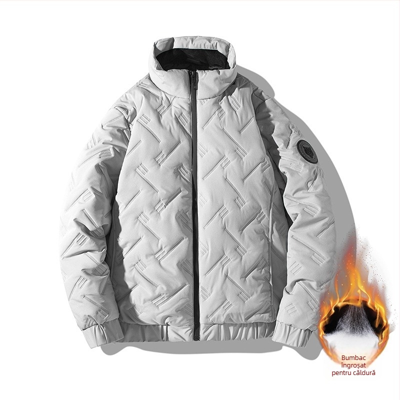 Jachetă de bumbac pentru bărbați, primăvara și toamna și iarna 2023, căptușită cu fleece, îngroșată, casual, cu căptușeală din bumbac, cu guler, pentru tată de vârstă mijlocie, cu căptușeală din bumbac