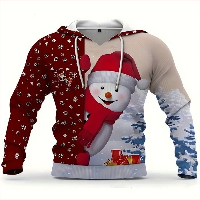 2024 Transfrontaliere Bărbați și Femei Crăciun Temă Hanorac Moș Crăciun 3D Digital Print Cu Capăt Harajuku Sportswear