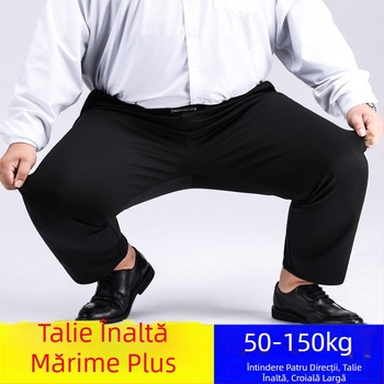 Pantaloni extra mari, pantaloni pentru bărbați, pantaloni elastici plus size, pantaloni casual drepți, căptușiți cu fleece, îngroșați, pentru bărbați