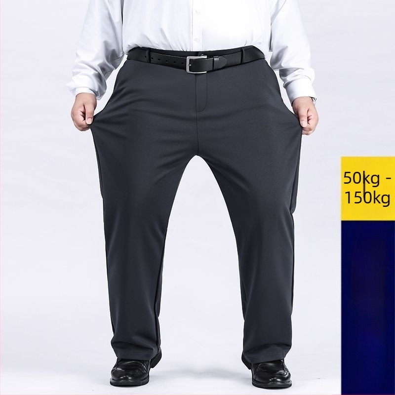 Pantaloni extra mari, pantaloni pentru bărbați, pantaloni elastici plus size, pantaloni casual drepți, căptușiți cu fleece, îngroșați, pentru bărbați