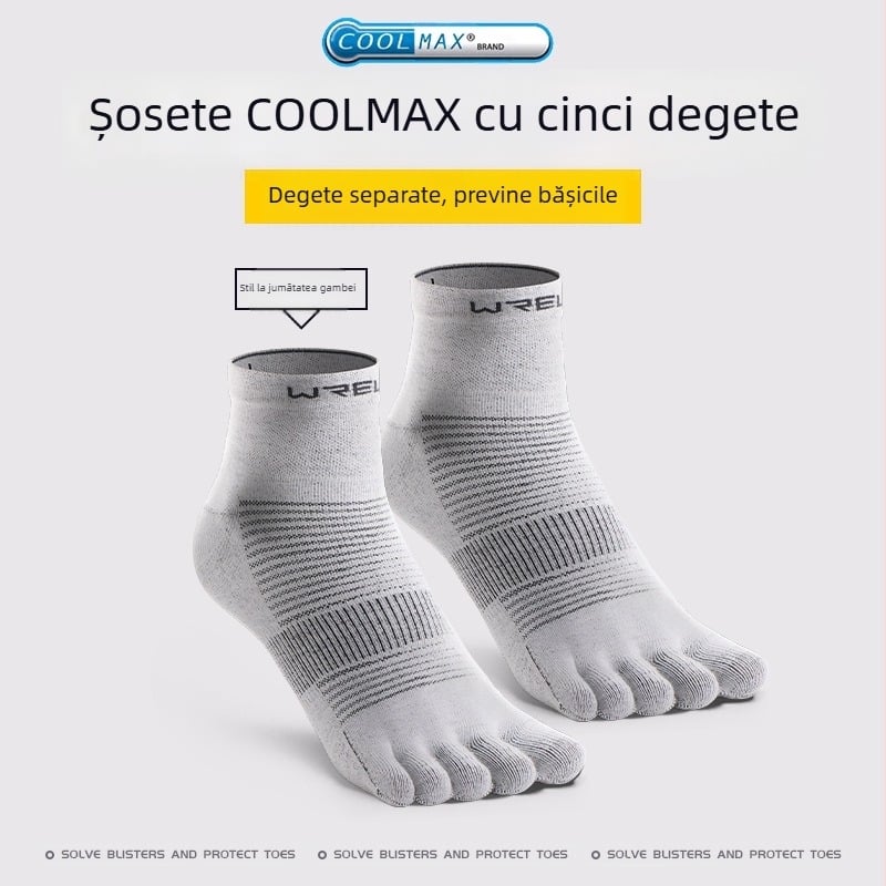 WRELS Șosete de alergare cu cinci degete, pentru bărbați și femei, pentru maraton, sport profesional, Coolmax, cu uscare rapidă, care elimină transpirația