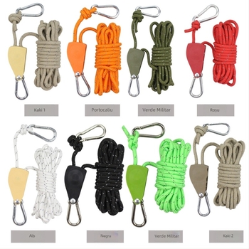 Baldachin în aer liber, frânghie fixă pentru vânt, cort mare, întinzător de frânghie rezistentă la vânt, cataramă metalică cu scripete, reglare, frânghie reflectorizantă