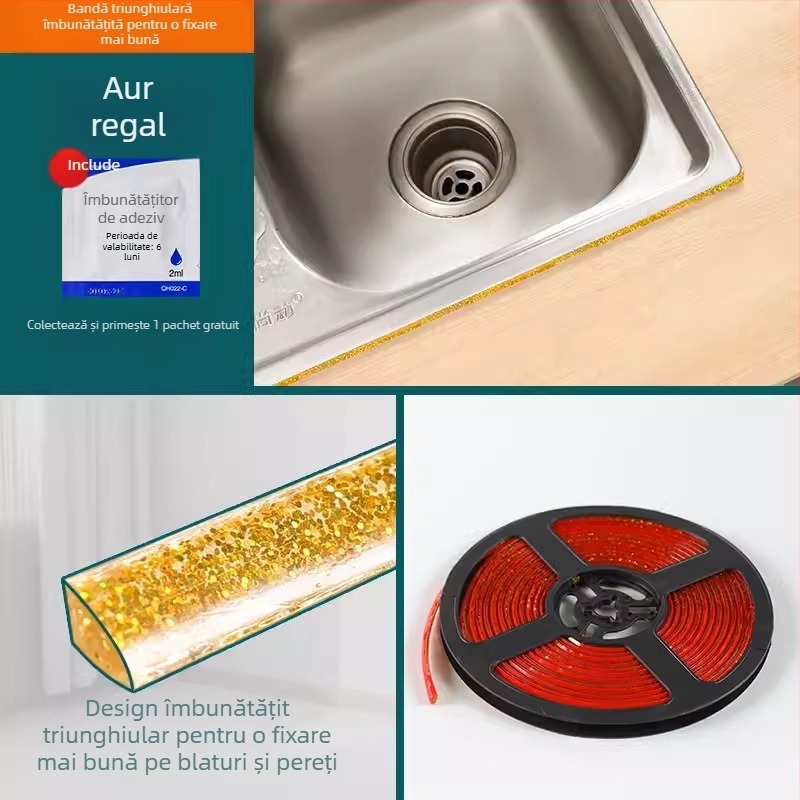 Bandă de colț interioară, autocolant pentru cusătură înfrumusețată, bandă decorativă pentru tavan, linie de margine înfrumusețată, linie decorativă pentru tencuială, autoadeziv, impermeabil, la mucegai, cusătură înfrumusețată, tavan de bucătărie