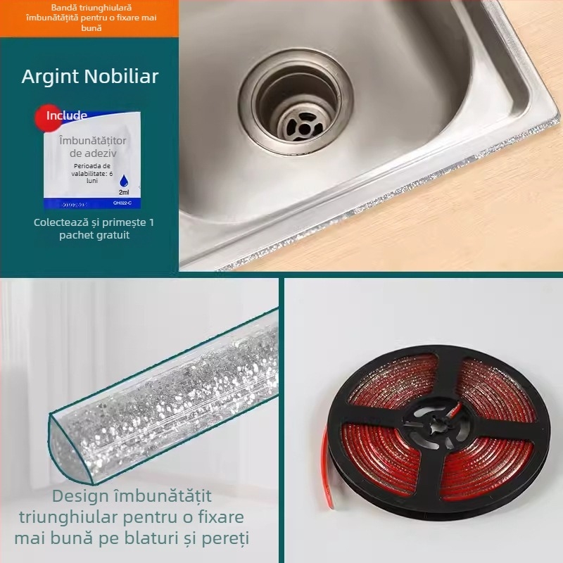 Bandă de colț interioară, autocolant pentru cusătură înfrumusețată, bandă decorativă pentru tavan, linie de margine înfrumusețată, linie decorativă pentru tencuială, autoadeziv, impermeabil, la mucegai, cusătură înfrumusețată, tavan de bucătărie