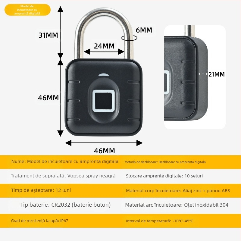 Lacăt cu amprentă pentru depozitare în aer liber Sursă Producător Vânzări directe Lacăt cu amprentă Bluetooth Lacăt cu amprentă