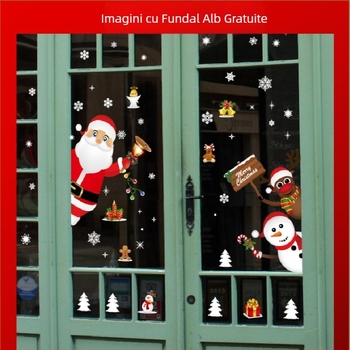SK9241 Autocolante Moș Crăciun Decorațiuni de Crăciun Fereastră de sticlă cu graniță Autocolante de perete impermeabile Autocolante de Crăciun pentru ferestre