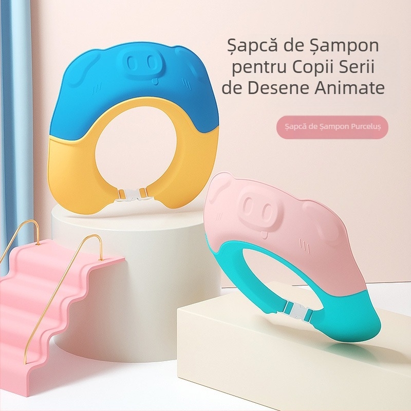 Cască de spălat părul purcelușului pentru bebeluși, capac de blocare a apei, capac de spălare a părului, protecție pentru urechi, cască de duș pentru bebeluși, en-gros