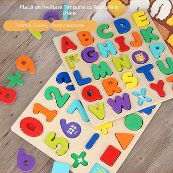 Puzzle tridimensional din lemn, en-gros transfrontalier, puzzle cu litere în formă digitală, iluminare pentru bebeluși, educație timpurie, jucării educaționale pentru copii