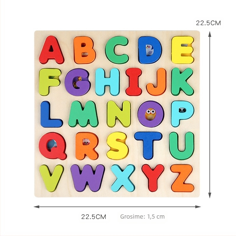 Puzzle tridimensional din lemn, en-gros transfrontalier, puzzle cu litere în formă digitală, iluminare pentru bebeluși, educație timpurie, jucării educaționale pentru copii