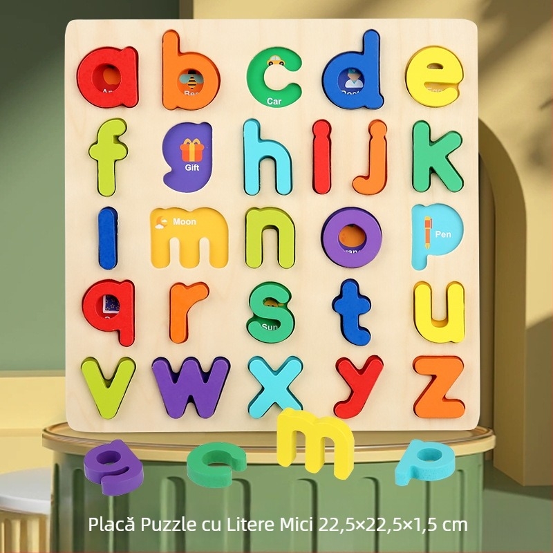 Puzzle tridimensional din lemn, en-gros transfrontalier, puzzle cu litere în formă digitală, iluminare pentru bebeluși, educație timpurie, jucării educaționale pentru copii