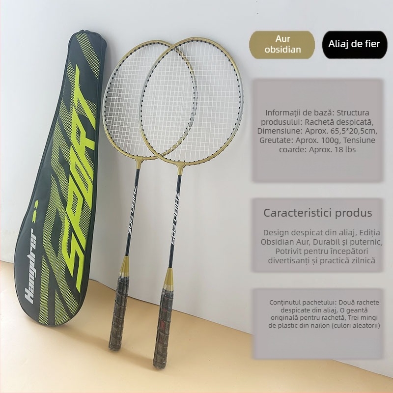 Costumul de rachetă de badminton oferă trei mingi tinerilor adulți, divertisment familial, setul de rachete de antrenament de bază poate fi construit