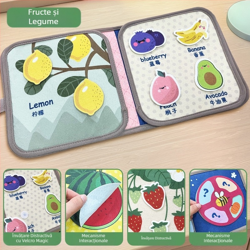 Carte din pânză rezistentă la rupere, carte din pânză lavabilă, jucărie educațională timpurie pentru bebeluși, 6-12 luni