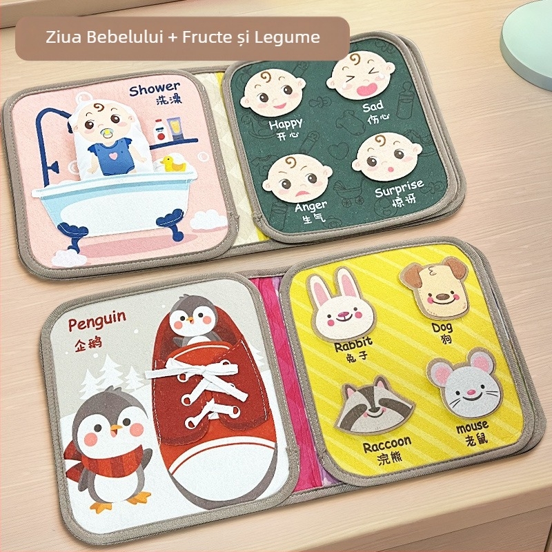 Carte din pânză rezistentă la rupere, carte din pânză lavabilă, jucărie educațională timpurie pentru bebeluși, 6-12 luni