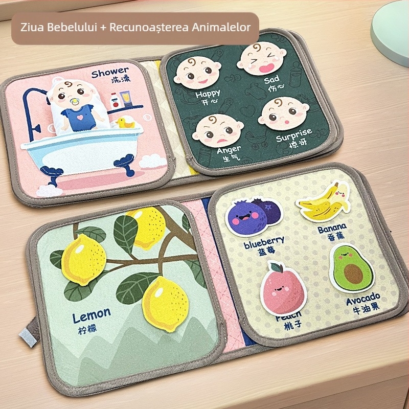 Carte din pânză rezistentă la rupere, carte din pânză lavabilă, jucărie educațională timpurie pentru bebeluși, 6-12 luni