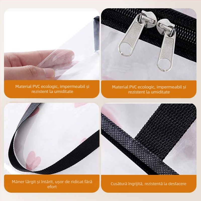 Geantă de depozitare portabilă din PVC pentru pilotă, transparentă, rezistentă la umiditate, geantă de depozitare rezistentă la praf, 20 de mătase, geantă de depozitare pentru pilotă, capacitate mare