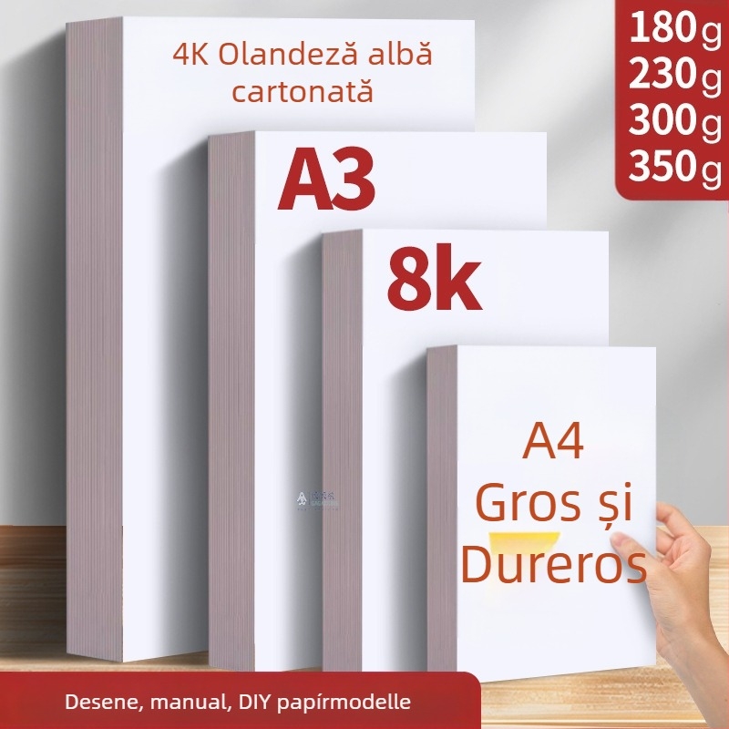Carton alb olandez 8K4K, carton alb A3, pictură artistică, 300g, marker dur A4, îngroșat, carte de desen, en-gros