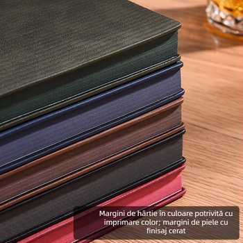 Set de caiet de afaceri din piele moale PU, A5, cutie cadou simplă, blocnotes bicolor de înaltă calitate, cu lipie