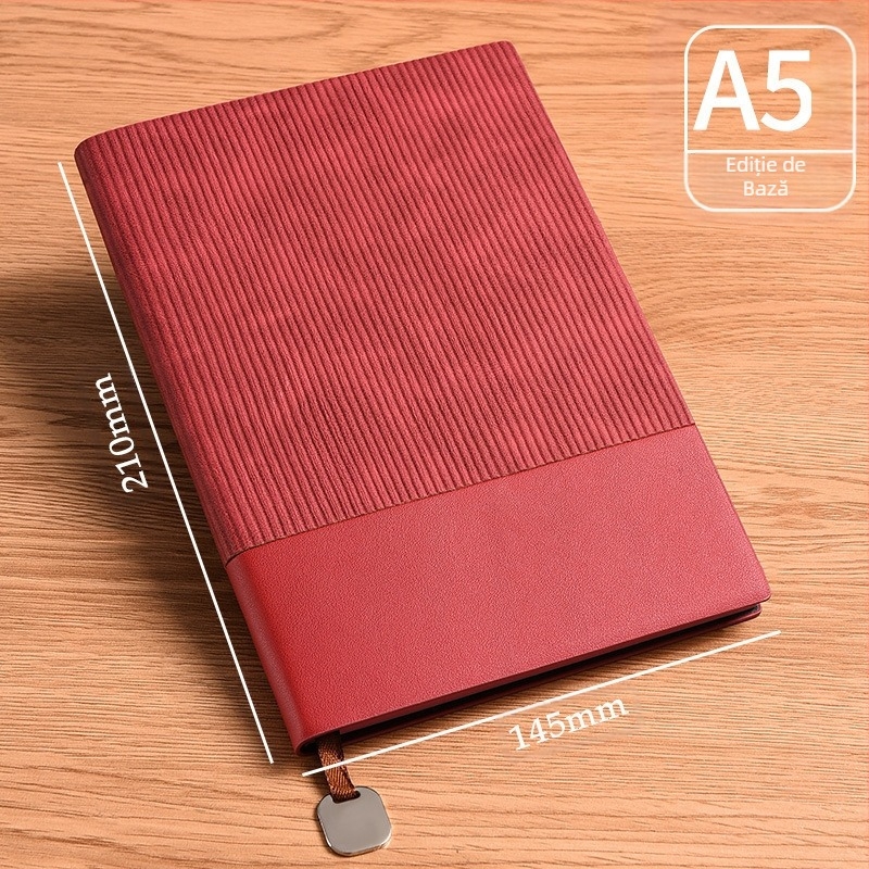 Set de caiet de afaceri din piele moale PU, A5, cutie cadou simplă, blocnotes bicolor de înaltă calitate, cu lipie