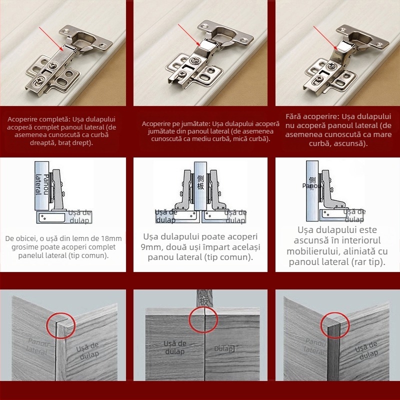 Balama hidraulică din oțel inoxidabil, ascunsă la 180 de grade, pliabilă pentru ușă de dulap, balama pentru aeronave, lumină LED, vânzare directă din fabrică