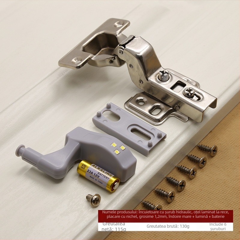 Balama hidraulică din oțel inoxidabil, ascunsă la 180 de grade, pliabilă pentru ușă de dulap, balama pentru aeronave, lumină LED, vânzare directă din fabrică