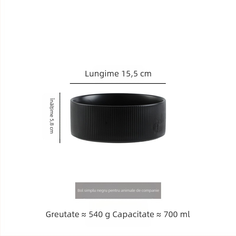 Bol ceramic transfrontalier pentru animale de companie, bol negru pentru pisici, bol cu apă pentru câini, diametru mare, anti-bărbie neagră, bol pentru hrană pentru pisici, bol cu apă anti-șuntare
