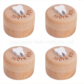 Cutie de depozitare pentru dinți de foioase din lemn masiv, simplă, rotundă, universală pentru copii, cu păr fetal, din lemn, pentru cordonul ombilical, din fag