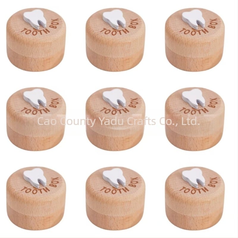 Cutie de depozitare pentru dinți de foioase din lemn masiv, simplă, rotundă, universală pentru copii, cu păr fetal, din lemn, pentru cordonul ombilical, din fag