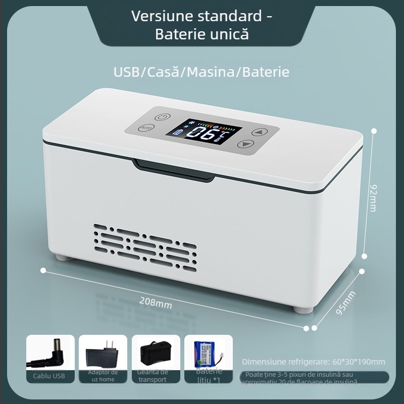 Kubao frigider portabil pentru insulină mini mașină acasă cu dublă utilizare, refrigerare 0-8 grade US8, frigider mic reîncărcabil