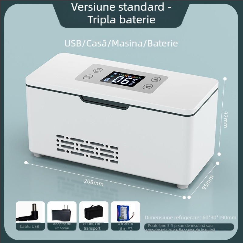 Kubao frigider portabil pentru insulină mini mașină acasă cu dublă utilizare, refrigerare 0-8 grade US8, frigider mic reîncărcabil