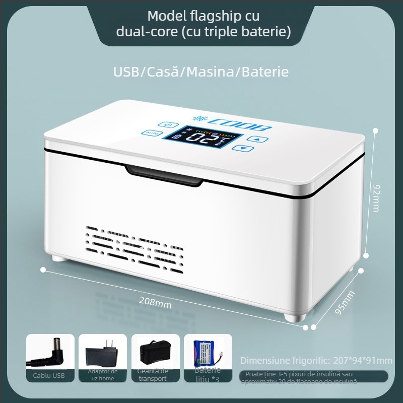 Kubao frigider portabil pentru insulină mini mașină acasă cu dublă utilizare, refrigerare 0-8 grade US8, frigider mic reîncărcabil