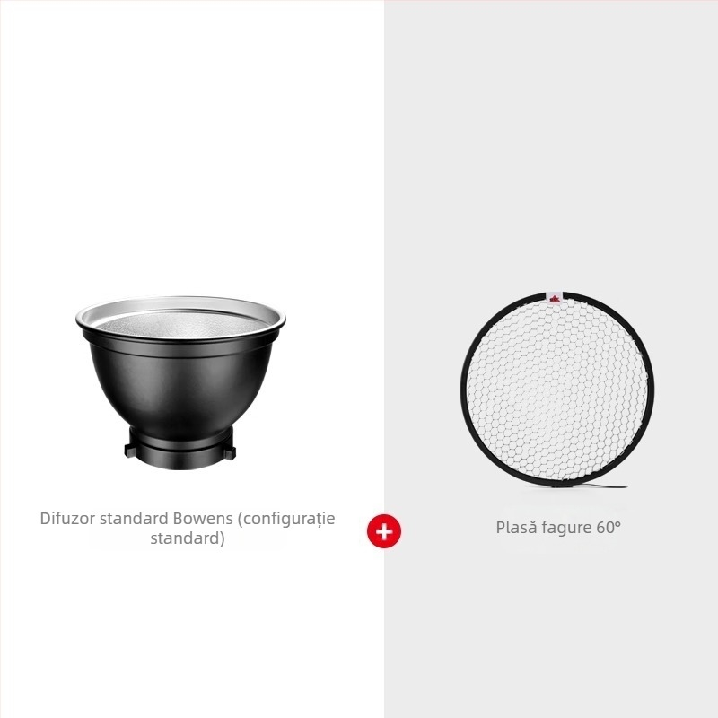 Filtru de culoare DB04 cu ramă cu patru foi, lumină de contur, capac standard tip fagure, lampă bliț mare tip fagure, mereu pornită, păr ancoră, lumină