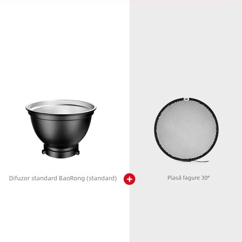 Filtru de culoare DB04 cu ramă cu patru foi, lumină de contur, capac standard tip fagure, lampă bliț mare tip fagure, mereu pornită, păr ancoră, lumină