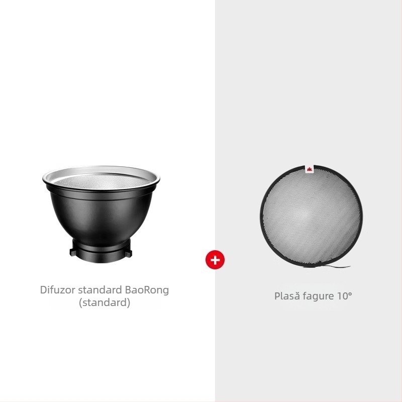 Filtru de culoare DB04 cu ramă cu patru foi, lumină de contur, capac standard tip fagure, lampă bliț mare tip fagure, mereu pornită, păr ancoră, lumină