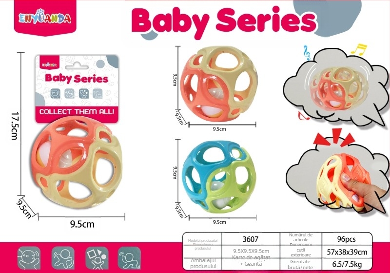 [Model fierbinte pentru mamă și bebeluș] Zornăitoare de mână pentru bebeluși Manhattan, minge cu gaură pentru apucarea mâinii, educație timpurie, integrare senzorială, antrenament, minge cu apucare a mâinii