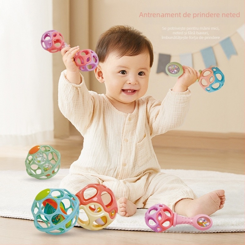 [Model fierbinte pentru mamă și bebeluș] Zornăitoare de mână pentru bebeluși Manhattan, minge cu gaură pentru apucarea mâinii, educație timpurie, integrare senzorială, antrenament, minge cu apucare a mâinii