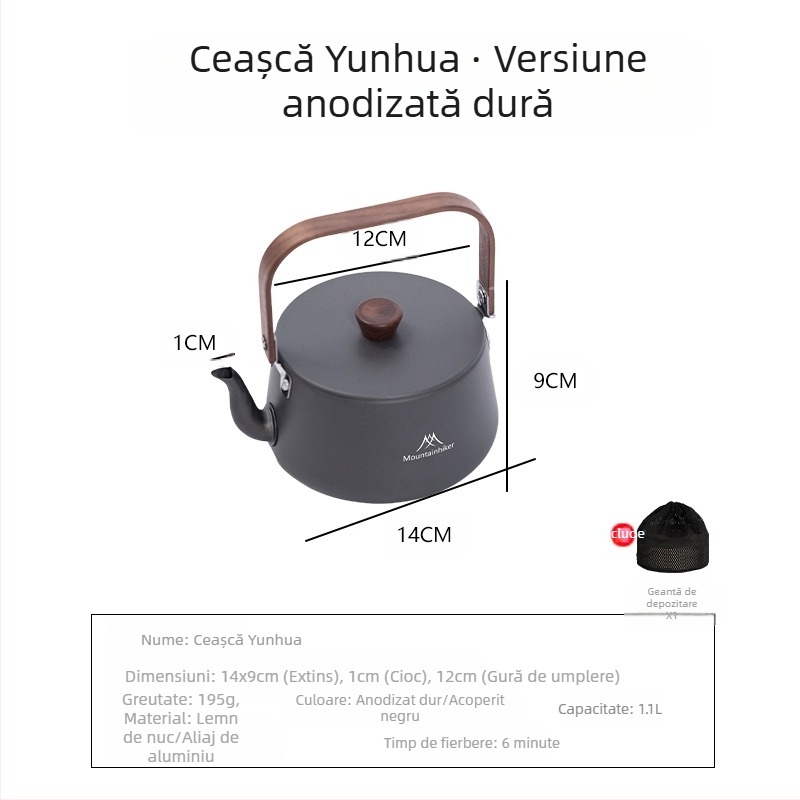 Mountainhiker Mountain Guest Produs nou Camping în aer liber Picnic Ceainic portabil din oțel inoxidabil