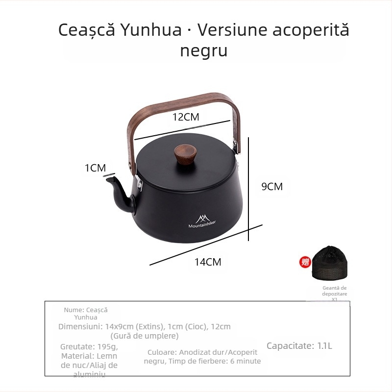 Mountainhiker Mountain Guest Produs nou Camping în aer liber Picnic Ceainic portabil din oțel inoxidabil