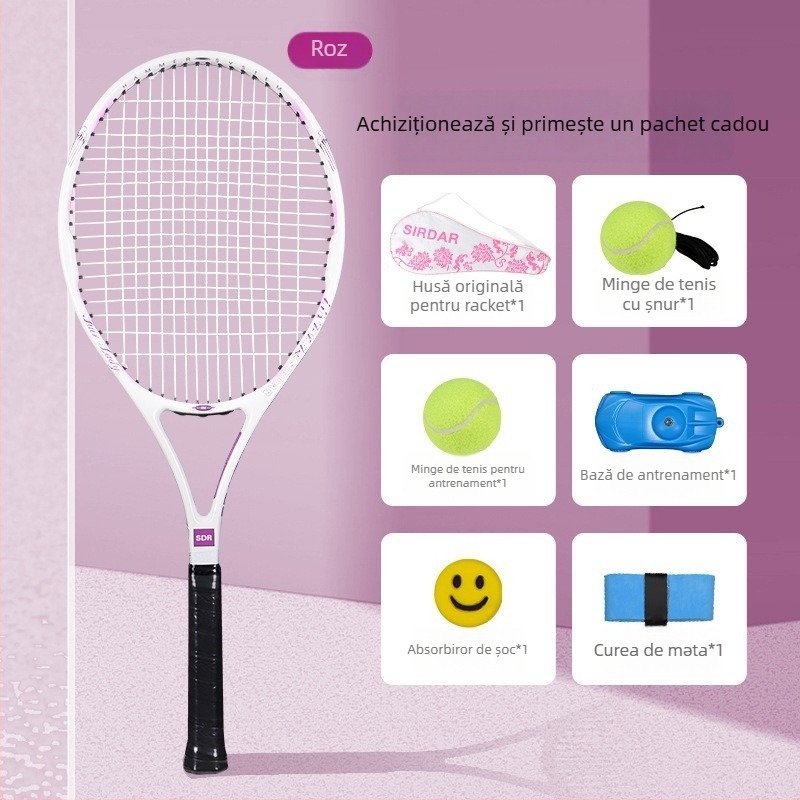 O generație de costum de rachetă de tenis cu o singură curea, cu rebound, pentru începători, rachetă ultra-ușoară din aliaj de aluminiu